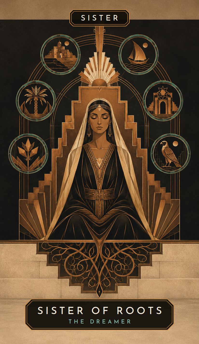 Sister of Roots court card from the Mormon Women Tarot